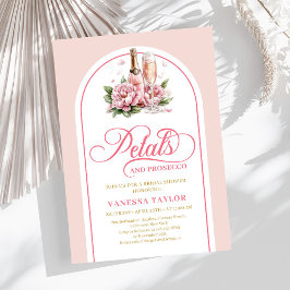 Convite Classy petals and prosecco blush gold invitation