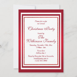 Convite Classy Ruby Red & White Christmas Party