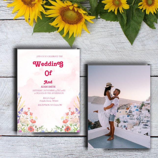 CONVITE CLASSY WATERCOLOR PINK FLORAL WEDTING (Criador carregado)