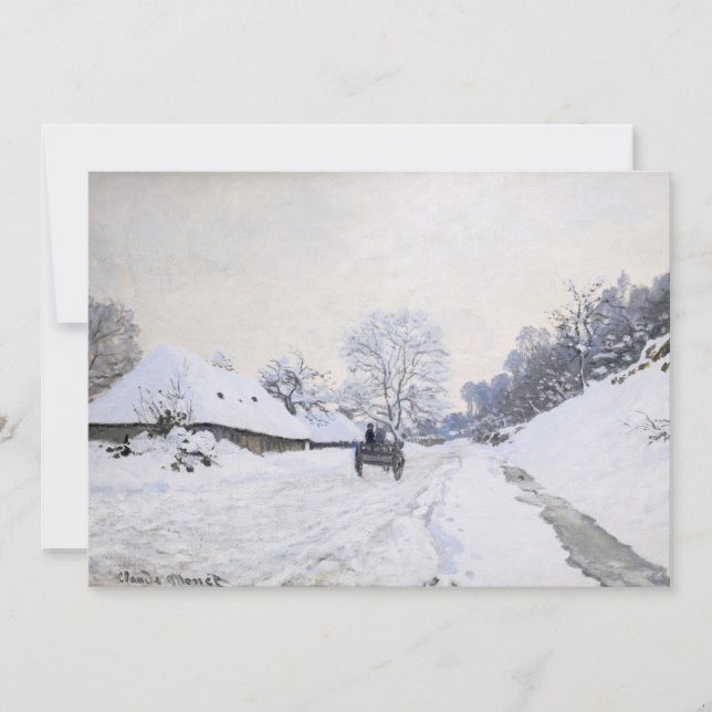Convite Claude Monet - Carrinho na Estrada de Neve em Honf (Frente)