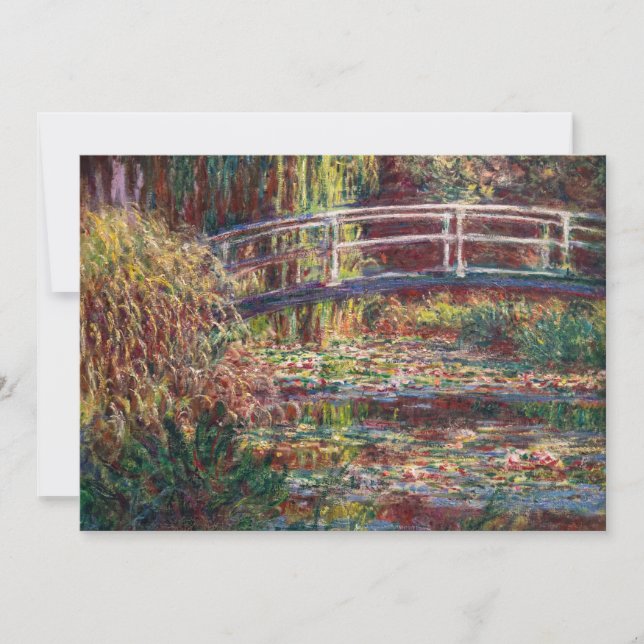 Convite Claude Monet - Lagoa de Água Lily, Harmonia Rosa (Frente)