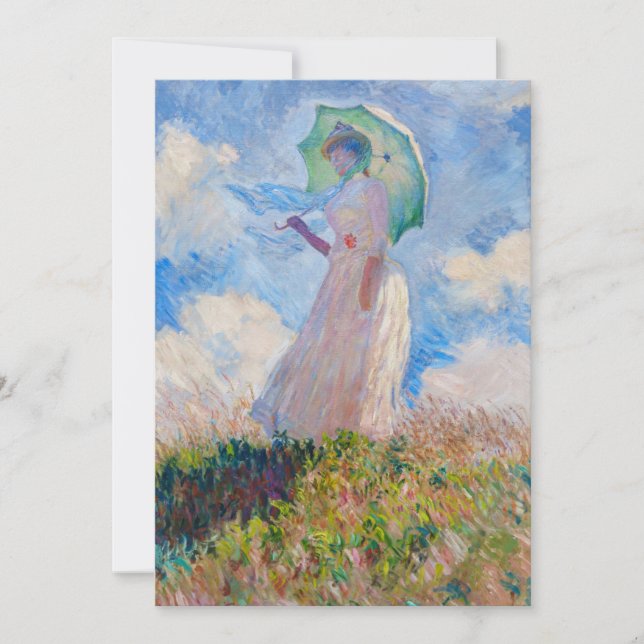 Convite Claude Monet - Mulher com Guarda-Sol virada para a (Frente)