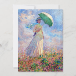 Convite Claude Monet - Mulher com Parasol virada para a di