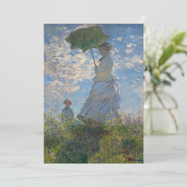 Convite Claude Monet Mulher com um Guarda-Sol Arte Refinad (Em pé/Frente)