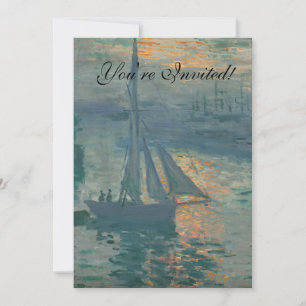 Convite Claude Monet Nascer do Sol Marinho Barco de Vela I