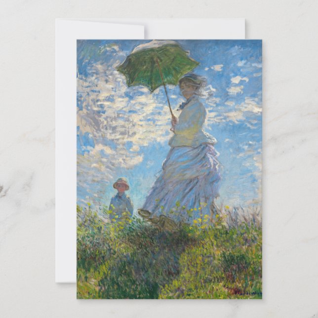 Convite Claude Monet - O Promenade, Mulher com Parasol (Frente)