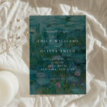 Convite Claude Monet Water Libera Casamento Minimalista<br><div class="desc">Convite de casamento moderno e elegante,  com o histórico de pintura de Claude Monet Water Lily.</div>