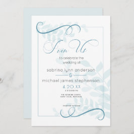 Convite Cláusulas de Folhagem Moderna Acentos Quadrados Az