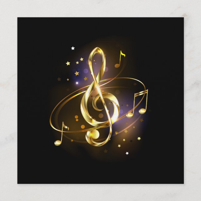 Convite Clave de Sol de Música Dourada (Frente)