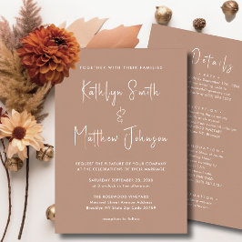 Convite Clay Modern Script Tudo Em Um Casamento Minimalist