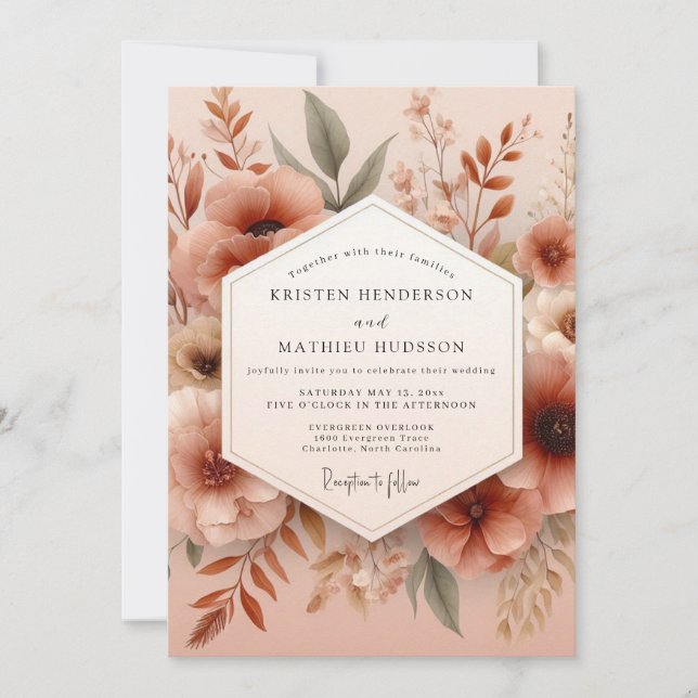 Convite Clay Muted Botanical Wedding (Frente)