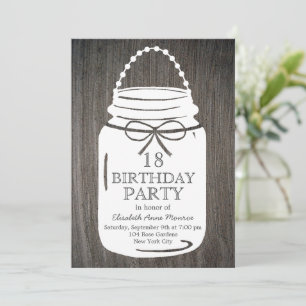 Convite Clay Rustic Mason Jar 18º Aniversário