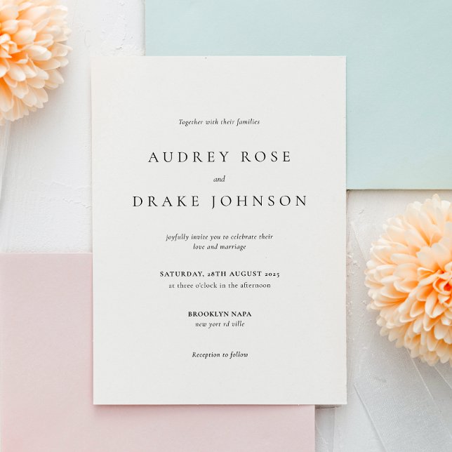 Convite Clean Modern Black and White Wedding (Criador carregado)