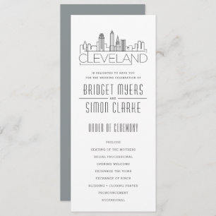 Convite Cleveland Stylized Skyline   Programa Casamento