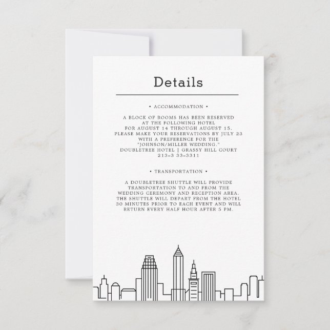 Convite Cleveland Wedding | Detalhes do convidado (Frente)