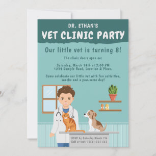 Convite Clínica Veterinária de Animais Veterinário Menino