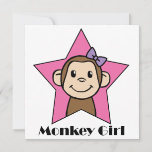 Convite Clipart de Desenho Animado Macaca Menina Festa de