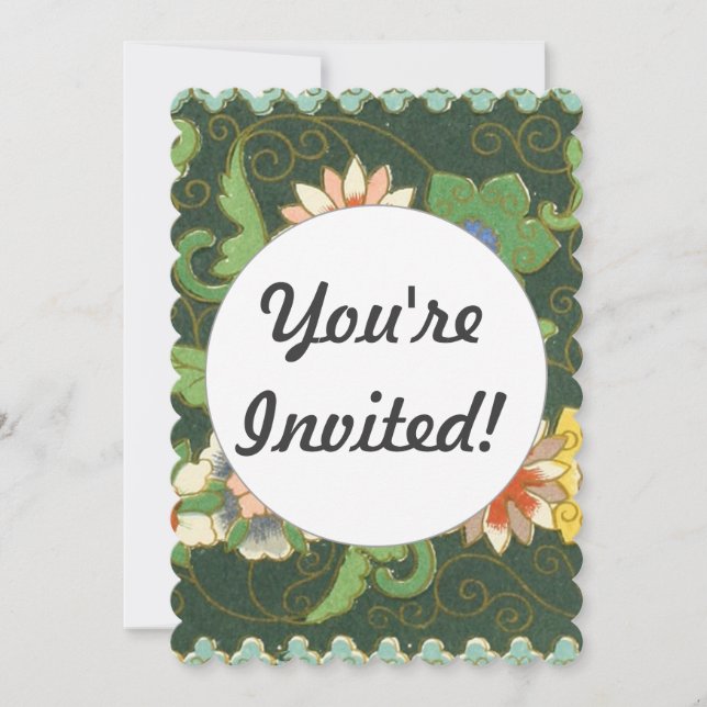 Convite Cloisonte China Patter Asiático Oriental (Frente)