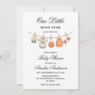 Convite Clothesline Basketball baby shower invitation