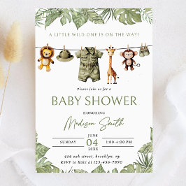 Convite Clothesline Safari Baby Shower Invitation A Little
