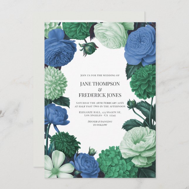 Convite Cloud Mint, Alpine Blue & Evergreen Mist Wedding (Frente/Verso)