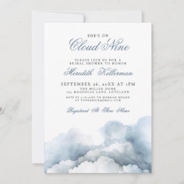 Convite Cloud Nine 9 Elegant Blue Bridal Shower