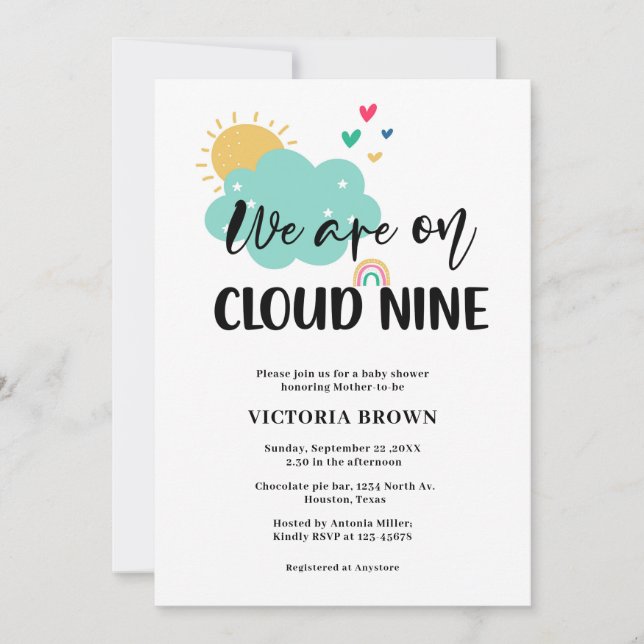 Convite Cloud NIne Baby Shower Invitation (Frente)