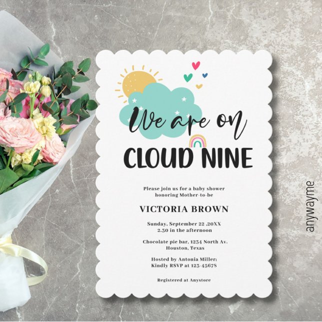 Convite Cloud NIne Baby Shower Invitation (Criador carregado)