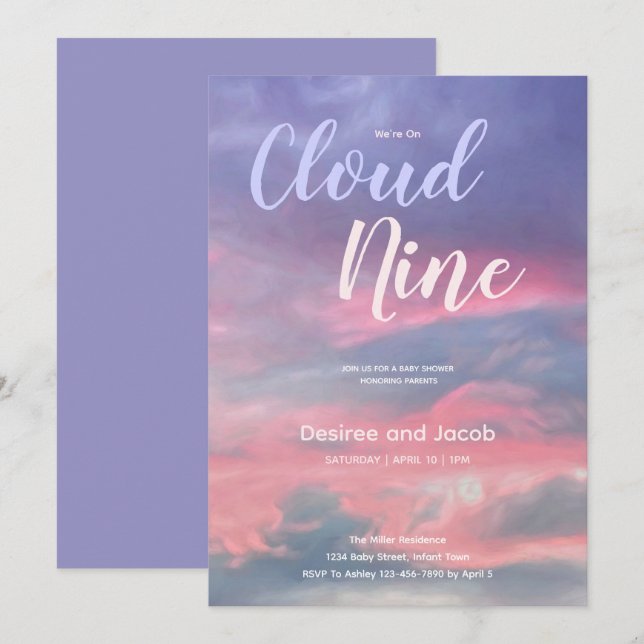 Convite Cloud Nine Gender Neutral Baby Shower Invitations (Frente/Verso)