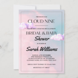 Convite Cloud Nine Pastel Colorida Bridal e Chá de fraldas