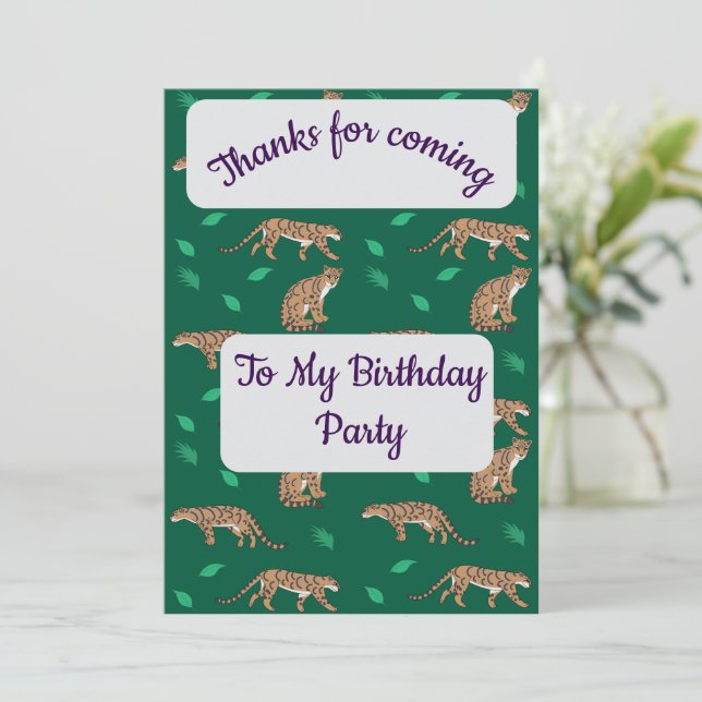 Convite Clouded Leopard Thank you Card (Em pé/Frente)