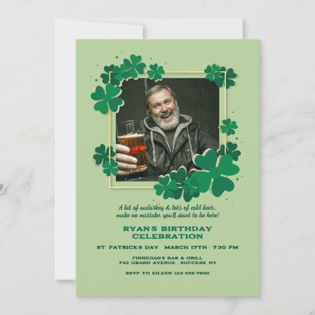 Convite Clover Frame Photo (Frente)