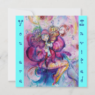 Convite CLOWN MUSICAL, azul-rosa azul-turquesa azul