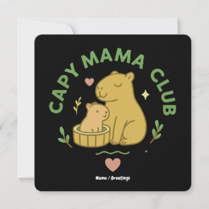 Convite Clube Capy Mama Fofa Mamãe e Bebê Capivara Retrô
