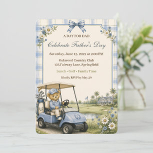 Convite Clube Country Blue Teddy Bear Dia dos Pais