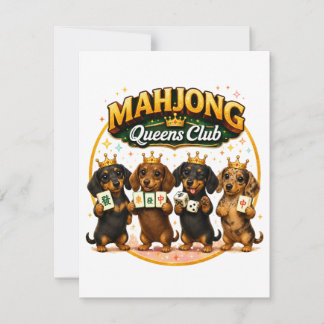 Convite Clube das Rainhas do Mahjong Dachshunds Fofos