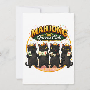 Convite Clube das Rainhas do Mahjong Gatos Pretos Fofos