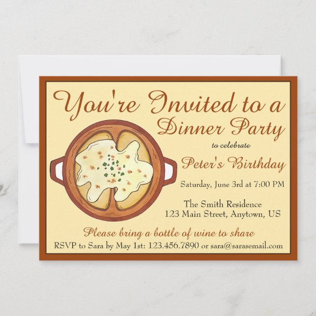 Convite Clube de Comida do Janto de Cebola de Cebola (Frente)