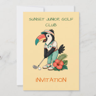 Convite Clube de Golfe Infantil Personalizado Retro Toucan