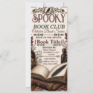 Convite Clube de Leitura Assombrado Gótico Vintage Hallowe