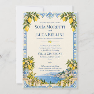 Convite Clube de Praia Italiano Casamento Mediterrâneo Ama