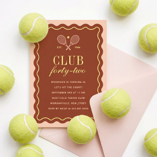 Convite Clube de Tênis Red Clay Festa de Aniversário Adult