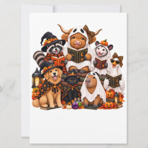 Convite Clube do Livro de Animais Fofos de Halloween – Vac