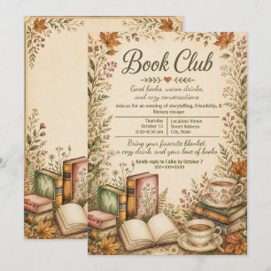 Convite Clube do Livro Outono Rústico Vintage