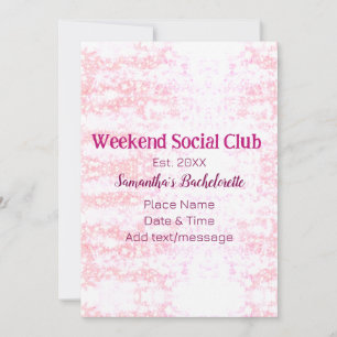 Convite Clube social de fim de semana rosa brilho despedid