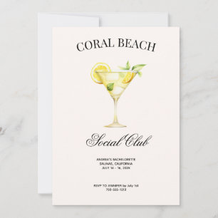 Convite Clube Social de Localização Personalizada Coquetel