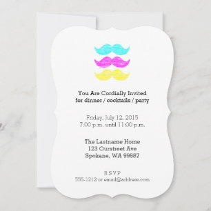 Convite CMY Mustaches (estilo letterpress)