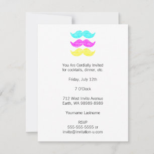 Convite CMY Mustaches (estilo letterpress)