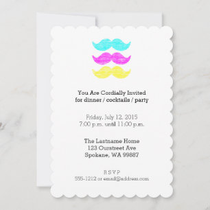 Convite CMY Mustaches (estilo letterpress)