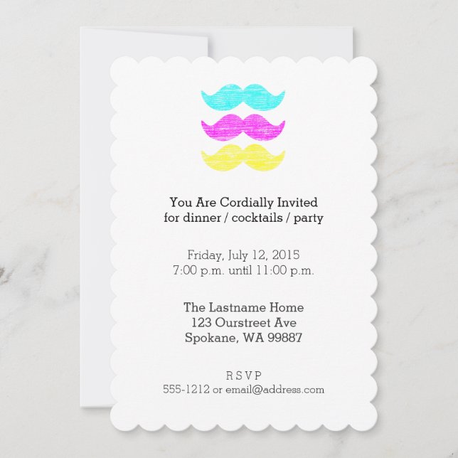 Convite CMY Mustaches (estilo letterpress) (Frente)
